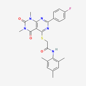 2-((2-(4-fluorophenyl)-6,8-dimethyl-5,7-dioxo-5,6,7,8-tetrahydropyrimido[4,5-d]pyrimidin-4-yl)thio)-N-mesitylacetamide