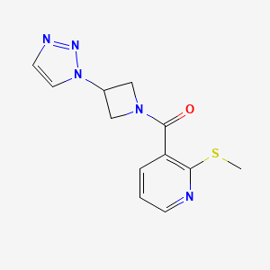 molecular formula C12H13N5OS B2385424 (3-(1H-1,2,3-triazol-1-yl)azetidin-1-yl)(2-(methylthio)pyridin-3-yl)methanone CAS No. 2034429-99-5