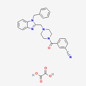 molecular formula C29H27N5O5 B2385426 3-(4-((1-benzyl-1H-benzo[d]imidazol-2-yl)methyl)piperazine-1-carbonyl)benzonitrile oxalate CAS No. 1351633-97-0