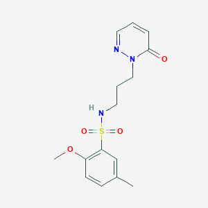 molecular formula C15H19N3O4S B2385428 2-methoxy-5-methyl-N-(3-(6-oxopyridazin-1(6H)-yl)propyl)benzenesulfonamide CAS No. 1203310-47-7