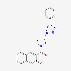 molecular formula C22H18N4O3 B2385431 3-(3-(4-phenyl-1H-1,2,3-triazol-1-yl)pyrrolidine-1-carbonyl)-2H-chromen-2-one CAS No. 2034522-67-1