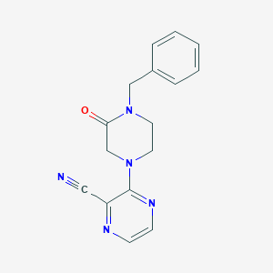 molecular formula C16H15N5O B2385434 3-(4-Benzyl-3-oxopiperazin-1-yl)pyrazine-2-carbonitrile CAS No. 2415554-19-5