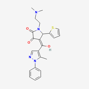molecular formula C23H24N4O3S B2385442 1-(2-(dimethylamino)ethyl)-3-hydroxy-4-(5-methyl-1-phenyl-1H-pyrazole-4-carbonyl)-5-(thiophen-2-yl)-1H-pyrrol-2(5H)-one CAS No. 908229-31-2
