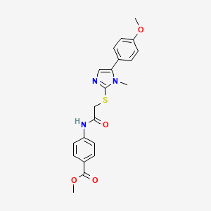 molecular formula C21H21N3O4S B2385451 methyl 4-(2-((5-(4-methoxyphenyl)-1-methyl-1H-imidazol-2-yl)thio)acetamido)benzoate CAS No. 941927-52-2