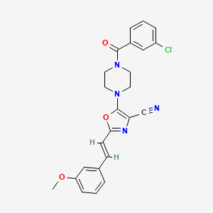 B2385453 (E)-5-(4-(3-chlorobenzoyl)piperazin-1-yl)-2-(3-methoxystyryl)oxazole-4-carbonitrile CAS No. 941266-86-0