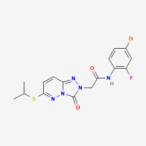 molecular formula C16H15BrFN5O2S B2385457 N-(4-bromo-2-fluorophenyl)-2-(3-oxo-6-propan-2-ylsulfanyl-[1,2,4]triazolo[4,3-b]pyridazin-2-yl)acetamide CAS No. 1040652-26-3