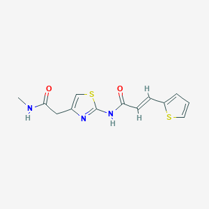 molecular formula C13H13N3O2S2 B2385462 (E)-N-(4-(2-(methylamino)-2-oxoethyl)thiazol-2-yl)-3-(thiophen-2-yl)acrylamide CAS No. 1203440-09-8