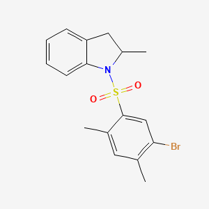 molecular formula C17H18BrNO2S B2385470 5-Bromo-2,4-dimethyl-1-[(2-methylindolinyl)sulfonyl]benzene CAS No. 1206152-14-8