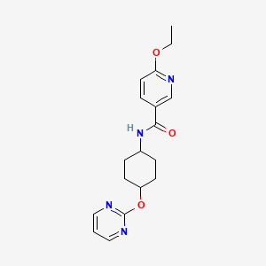 molecular formula C18H22N4O3 B2385485 6-ethoxy-N-((1r,4r)-4-(pyrimidin-2-yloxy)cyclohexyl)nicotinamide CAS No. 2034248-40-1