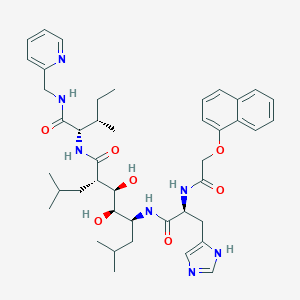 molecular formula C43H59N7O7 B238549 N-(N-(N-(N-(1-Naphthoxyacetyl)-histidyl)-5-amino-3,4-dihydroxy-2-isobutyl-7-methyloctanoyl)isoleucyl)-2-pyridylmethylamine CAS No. 134623-15-7