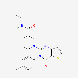 molecular formula C22H26N4O2S B2385491 1-(4-oxo-3-(p-tolyl)-3,4-dihydrothieno[3,2-d]pyrimidin-2-yl)-N-propylpiperidine-3-carboxamide CAS No. 1112306-97-4