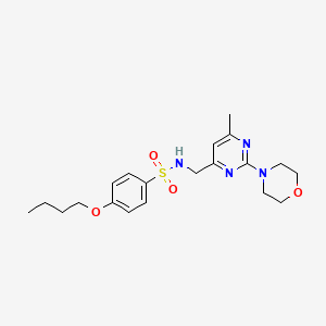 molecular formula C20H28N4O4S B2385504 4-丁氧基-N-((6-甲基-2-吗啉嘧啶-4-基)甲基)苯磺酰胺 CAS No. 1797657-24-9