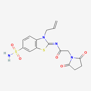 molecular formula C16H16N4O5S2 B2385524 (Z)-N-(3-allyl-6-sulfamoylbenzo[d]thiazol-2(3H)-ylidene)-2-(2,5-dioxopyrrolidin-1-yl)acetamide CAS No. 1164457-94-6