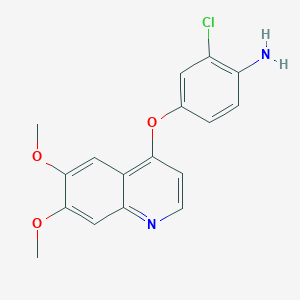 molecular formula C17H15ClN2O3 B2385534 2-chloro-4-((6,7-dimethoxyquinolin-4-yl)oxy)aniline CAS No. 286371-44-6
