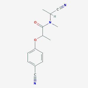 molecular formula C14H15N3O2 B2385547 N-(1-cyanoethyl)-2-(4-cyanophenoxy)-N-methylpropanamide CAS No. 2094170-01-9