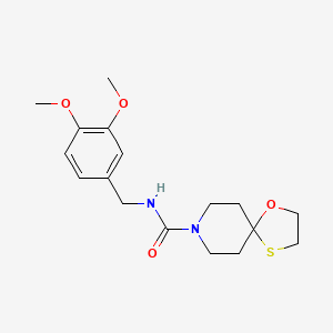 molecular formula C17H24N2O4S B2385550 N-(3,4-dimethoxybenzyl)-1-oxa-4-thia-8-azaspiro[4.5]decane-8-carboxamide CAS No. 1351615-93-4