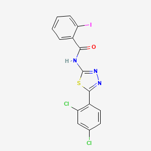 molecular formula C15H8Cl2IN3OS B2385588 N-[5-(2,4-dichlorophenyl)-1,3,4-thiadiazol-2-yl]-2-iodobenzamide CAS No. 391227-06-8