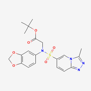 molecular formula C20H22N4O6S B2385606 tert-butyl 2-[N-(2H-1,3-benzodioxol-5-yl)3-methyl-[1,2,4]triazolo[4,3-a]pyridine-6-sulfonamido]acetate CAS No. 1251577-39-5