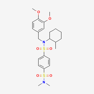 molecular formula C24H34N2O6S2 B2385618 N1-[(3,4-dimethoxyphenyl)methyl]-N4,N4-dimethyl-N1-(2-methylcyclohexyl)benzene-1,4-disulfonamide CAS No. 570381-68-9