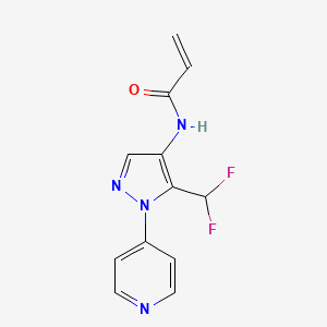 molecular formula C12H10F2N4O B2385634 N-[5-(Difluoromethyl)-1-pyridin-4-ylpyrazol-4-yl]prop-2-enamide CAS No. 2196448-32-3