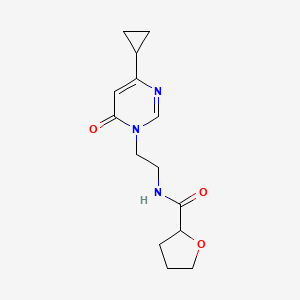 molecular formula C14H19N3O3 B2385635 N-(2-(4-cyclopropyl-6-oxopyrimidin-1(6H)-yl)ethyl)tetrahydrofuran-2-carboxamide CAS No. 2034480-17-4