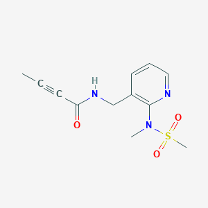 molecular formula C12H15N3O3S B2385638 N-((2-(N-methylmethylsulfonamido)pyridin-3-yl)methyl)but-2-ynamide CAS No. 2097867-09-7