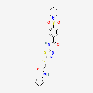 N-(5-((2-(cyclopentylamino)-2-oxoethyl)thio)-1,3,4-thiadiazol-2-yl)-4-(piperidin-1-ylsulfonyl)benzamide