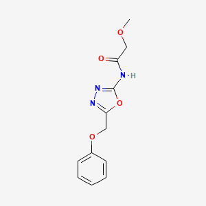 molecular formula C12H13N3O4 B2385670 2-methoxy-N-[5-(phenoxymethyl)-1,3,4-oxadiazol-2-yl]acetamide CAS No. 1334369-67-3