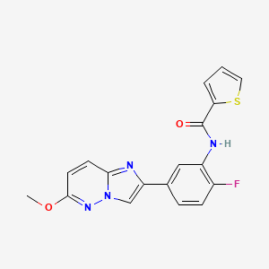 molecular formula C18H13FN4O2S B2385671 N-(2-fluoro-5-(6-methoxyimidazo[1,2-b]pyridazin-2-yl)phenyl)thiophene-2-carboxamide CAS No. 952997-04-5