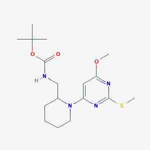 molecular formula C17H28N4O3S B2385677 tert-Butyl ((1-(6-methoxy-2-(methylthio)pyrimidin-4-yl)piperidin-2-yl)methyl)carbamate CAS No. 1353947-50-8