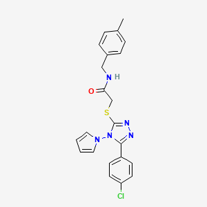 2-((5-(4-chlorophenyl)-4-(1H-pyrrol-1-yl)-4H-1,2,4-triazol-3-yl)thio)-N-(4-methylbenzyl)acetamide
