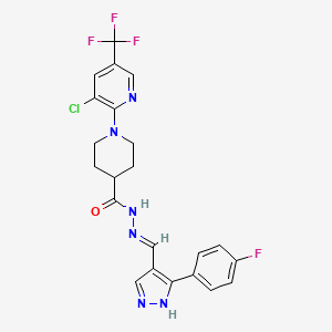 1-[3-chloro-5-(trifluoromethyl)pyridin-2-yl]-N'-[(1E)-[3-(4-fluorophenyl)-1H-pyrazol-4-yl]methylidene]piperidine-4-carbohydrazide