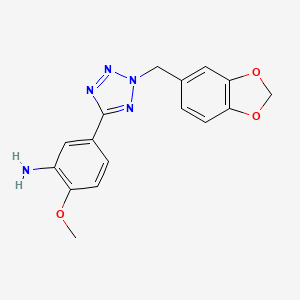 molecular formula C16H15N5O3 B2385692 5-(2-(benzo[d][1,3]dioxol-5-ylmethyl)-2H-tetrazol-5-yl)-2-methoxyaniline CAS No. 1219568-58-7