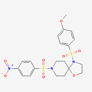 molecular formula C20H23N3O8S2 B2385732 4-((4-Methoxyphenyl)sulfonyl)-8-((4-nitrophenyl)sulfonyl)-1-oxa-4,8-diazaspiro[4.5]decane CAS No. 898425-08-6