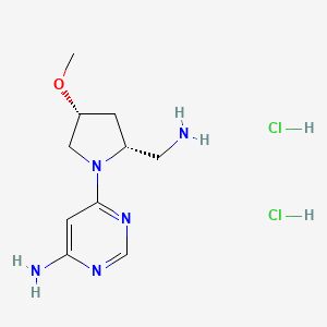 molecular formula C10H19Cl2N5O B2385736 6-[(2R,4R)-2-(aminomethyl)-4-methoxypyrrolidin-1-yl]pyrimidin-4-amine dihydrochloride CAS No. 2173637-59-5