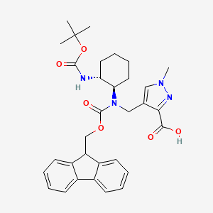 4-[[9H-Fluoren-9-ylmethoxycarbonyl-[(1R,2R)-2-[(2-methylpropan-2-yl)oxycarbonylamino]cyclohexyl]amino]methyl]-1-methylpyrazole-3-carboxylic acid