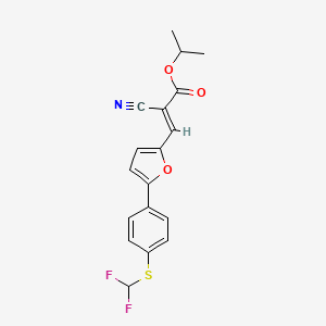 molecular formula C18H15F2NO3S B2385755 isopropyl (2E)-2-cyano-3-(5-{4-[(difluoromethyl)sulfanyl]phenyl}-2-furyl)-2-propenoate CAS No. 1164527-73-4