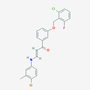 molecular formula C23H18BrClFNO2 B2385766 (2E)-3-[(4-bromo-3-methylphenyl)amino]-1-{3-[(2-chloro-6-fluorophenyl)methoxy]phenyl}prop-2-en-1-one CAS No. 478039-68-8