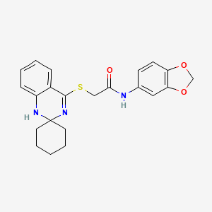 N-(1,3-benzodioxol-5-yl)-2-spiro[1H-quinazoline-2,1'-cyclohexane]-4-ylsulfanylacetamide