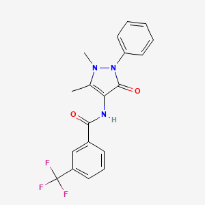 molecular formula C19H16F3N3O2 B2385775 N-(1,5-dimethyl-3-oxo-2-phenyl-2,3-dihydro-1H-pyrazol-4-yl)-3-(trifluoromethyl)benzamide CAS No. 317325-18-1