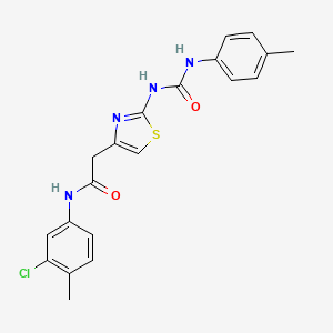 molecular formula C20H19ClN4O2S B2385781 N-(3-chloro-4-methylphenyl)-2-(2-(3-(p-tolyl)ureido)thiazol-4-yl)acetamide CAS No. 921499-20-9