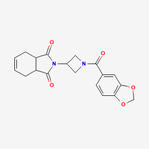 molecular formula C19H18N2O5 B2385799 2-(1-(benzo[d][1,3]dioxole-5-carbonyl)azetidin-3-yl)-3a,4,7,7a-tetrahydro-1H-isoindole-1,3(2H)-dione CAS No. 1795191-64-8