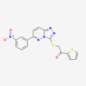 molecular formula C17H11N5O3S2 B2385809 2-[[6-(3-Nitrophenyl)-[1,2,4]triazolo[4,3-b]pyridazin-3-yl]sulfanyl]-1-thiophen-2-ylethanone CAS No. 891123-55-0