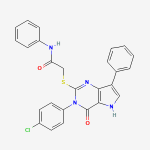 molecular formula C26H19ClN4O2S B2385811 2-((3-(4-氯苯基)-4-氧代-7-苯基-4,5-二氢-3H-吡咯并[3,2-d]嘧啶-2-基)硫代)-N-苯基乙酰胺 CAS No. 2034588-68-4