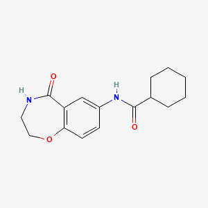 molecular formula C16H20N2O3 B2385815 N-(5-oxo-2,3,4,5-tetrahydrobenzo[f][1,4]oxazepin-7-yl)cyclohexanecarboxamide CAS No. 922129-81-5