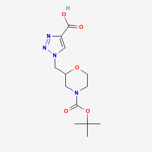 molecular formula C13H20N4O5 B2385817 1-((4-(tert-Butoxycarbonyl)morpholin-2-yl)methyl)-1H-1,2,3-triazole-4-carboxylic acid CAS No. 2229196-49-8
