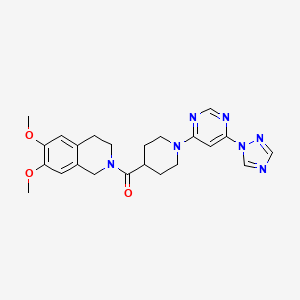 molecular formula C23H27N7O3 B2385820 (1-(6-(1H-1,2,4-triazol-1-yl)pyrimidin-4-yl)piperidin-4-yl)(6,7-dimethoxy-3,4-dihydroisoquinolin-2(1H)-yl)methanone CAS No. 1798039-90-3