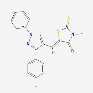 (5Z)-5-[[3-(4-fluorophenyl)-1-phenylpyrazol-4-yl]methylidene]-3-methyl-2-sulfanylidene-1,3-thiazolidin-4-one