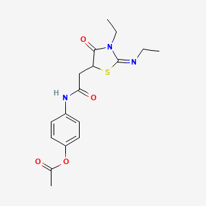 (E)-4-(2-(3-ethyl-2-(ethylimino)-4-oxothiazolidin-5-yl)acetamido)phenyl acetate