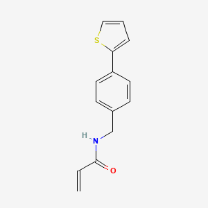 molecular formula C14H13NOS B2385839 N-[(4-Thiophen-2-ylphenyl)methyl]prop-2-enamide CAS No. 2411301-56-7